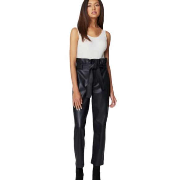 BlankNYC faux leather paper bag pants belt high waist ankle vegan size 27 - Picture 1 of 15